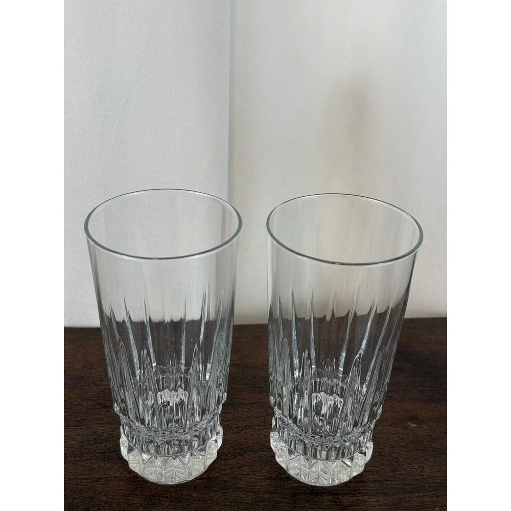VTG Set of TWO Fostoria Heritage Clear Highball Glasses 6.5